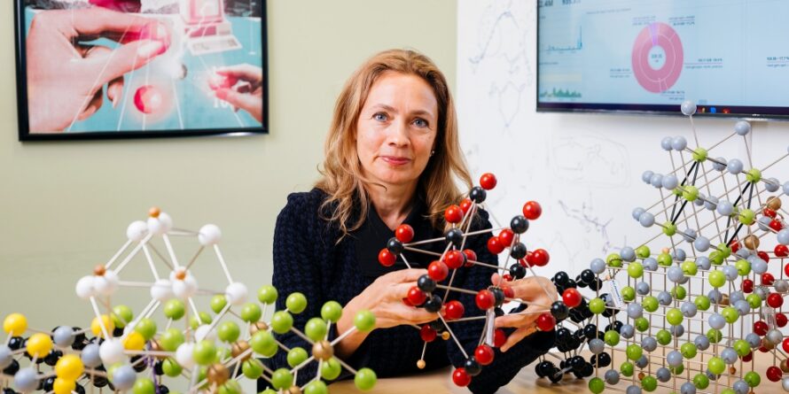 Scientist sitting at a desk